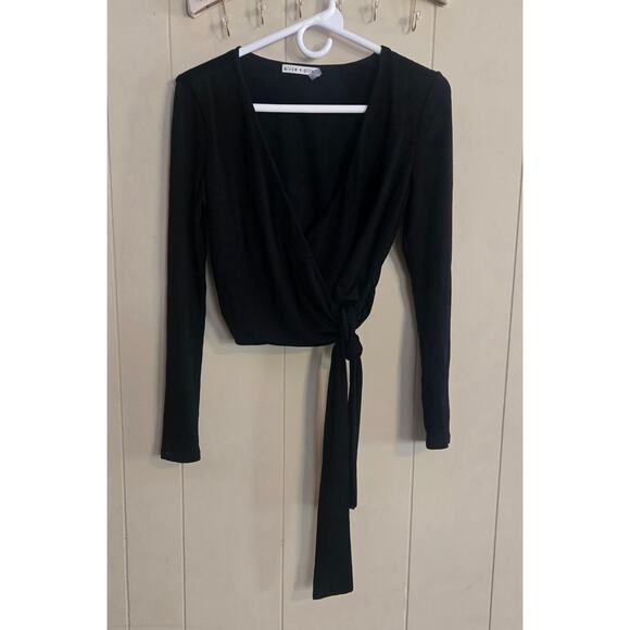 Alice + Olivia Nya Wrap Cropped Top Black Size Small P - Picture 3 of 10